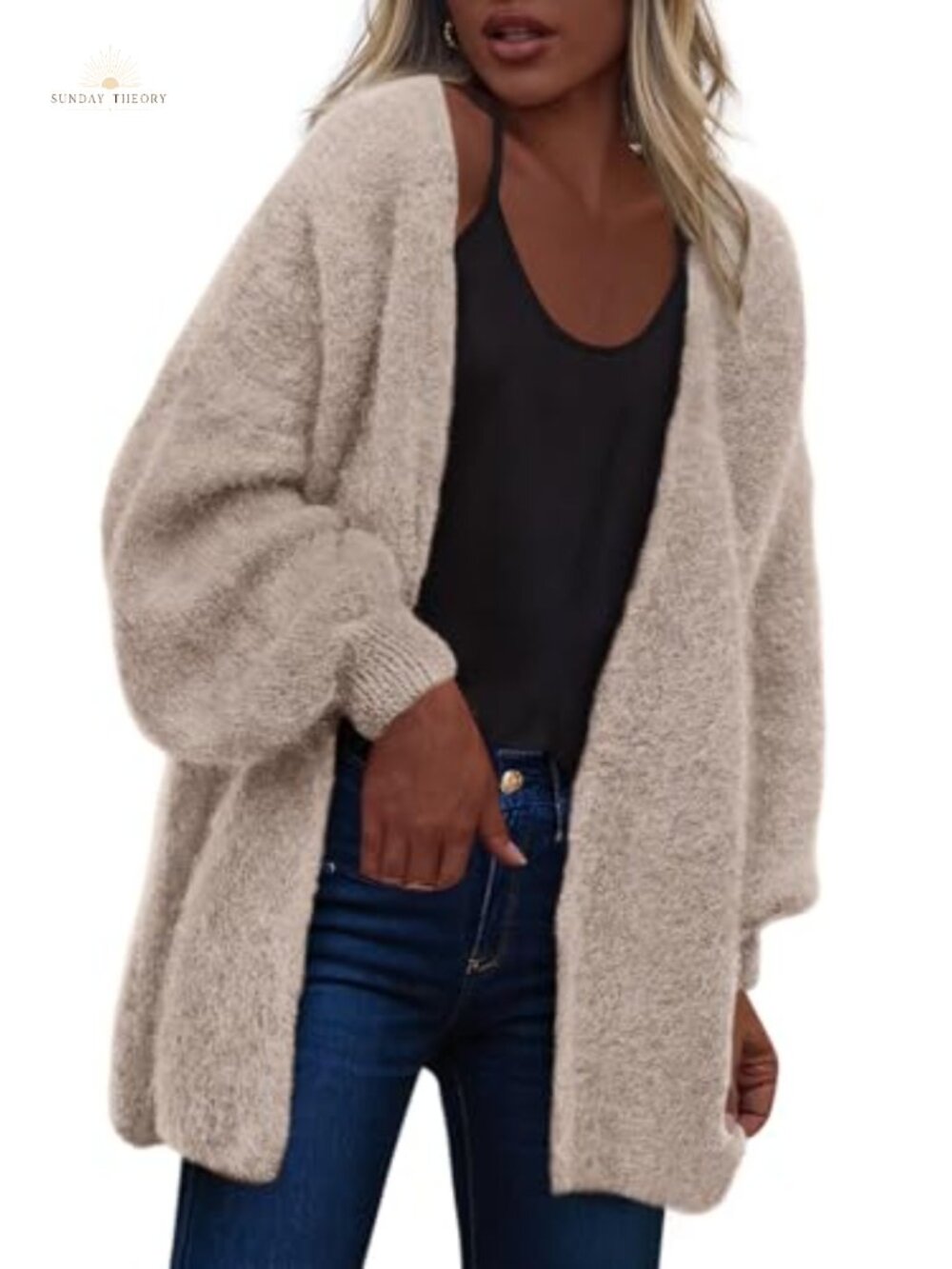 Open Front Chunky Knit Cardigan Oversized Slouchy Long Sleeve Womens Sweater